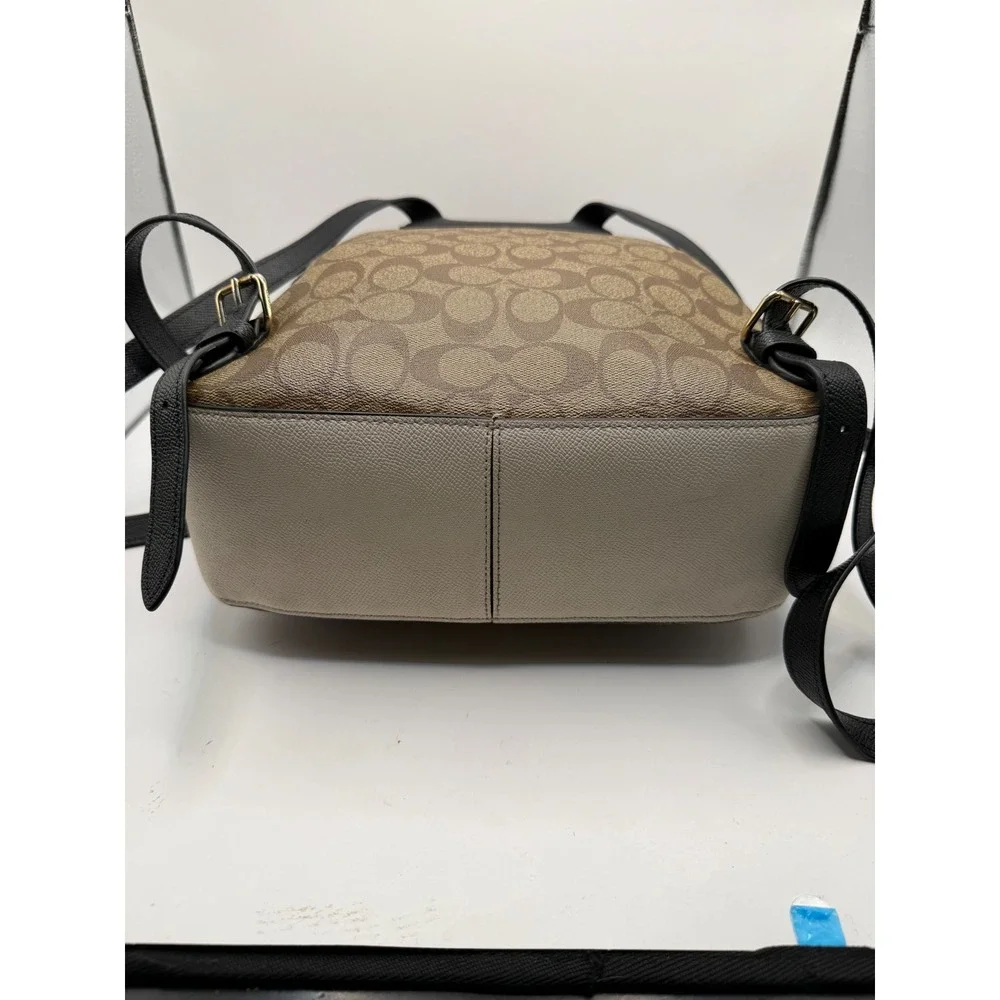 Coach Jordyn Backpack Women Medium Brown Beige Signature Coated Canvas Logo